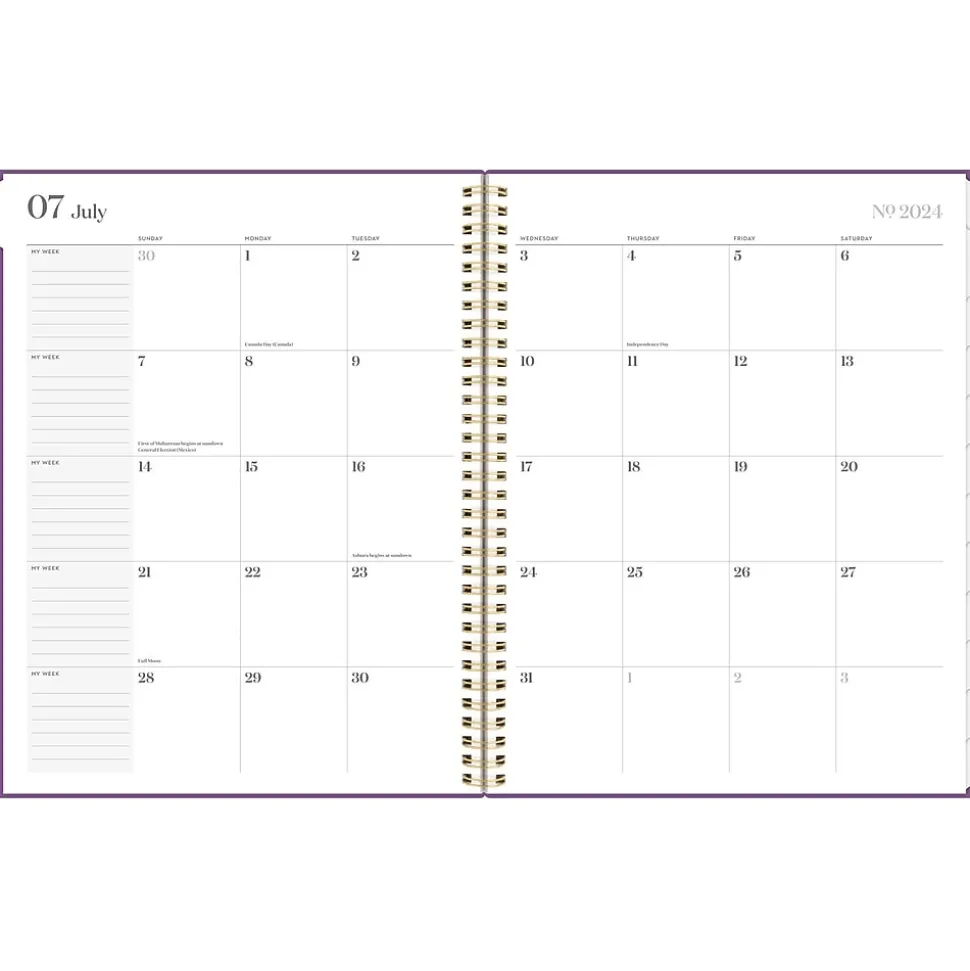 2024-2025 Cambridge WorkStyle Balance Purple Swirl 8.5" x 11" Academic Weekly & Monthly Planner, Poly Cover, Purple/Gold