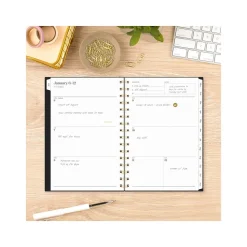 2025 Cambridge WorkStyle Classic 5.5" x 8.5" Weekly & Monthly Planner, Poly Cover, Black/Gold (1606-200-05-25)