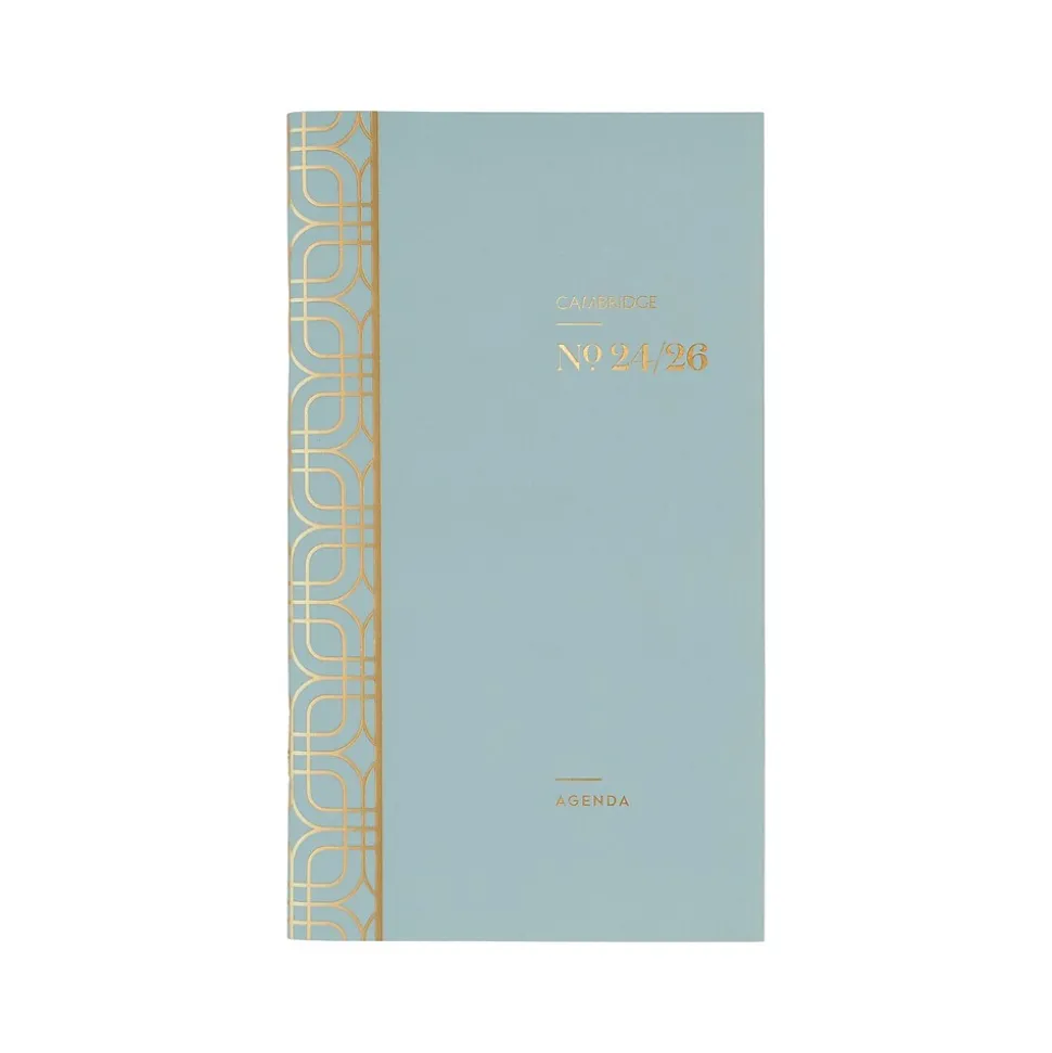 2024-2026 Cambridge WorkStyle Mellow Frost 3.5" x 6.25" Academic Monthly Planner, Paper Cover, Teal/Gold (1606-021A-46-25)