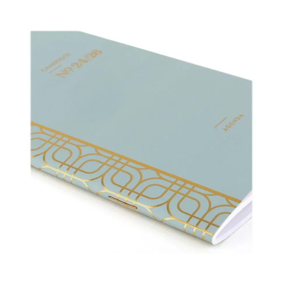 2024-2026 Cambridge WorkStyle Mellow Frost 3.5" x 6.25" Academic Monthly Planner, Paper Cover, Teal/Gold (1606-021A-46-25)