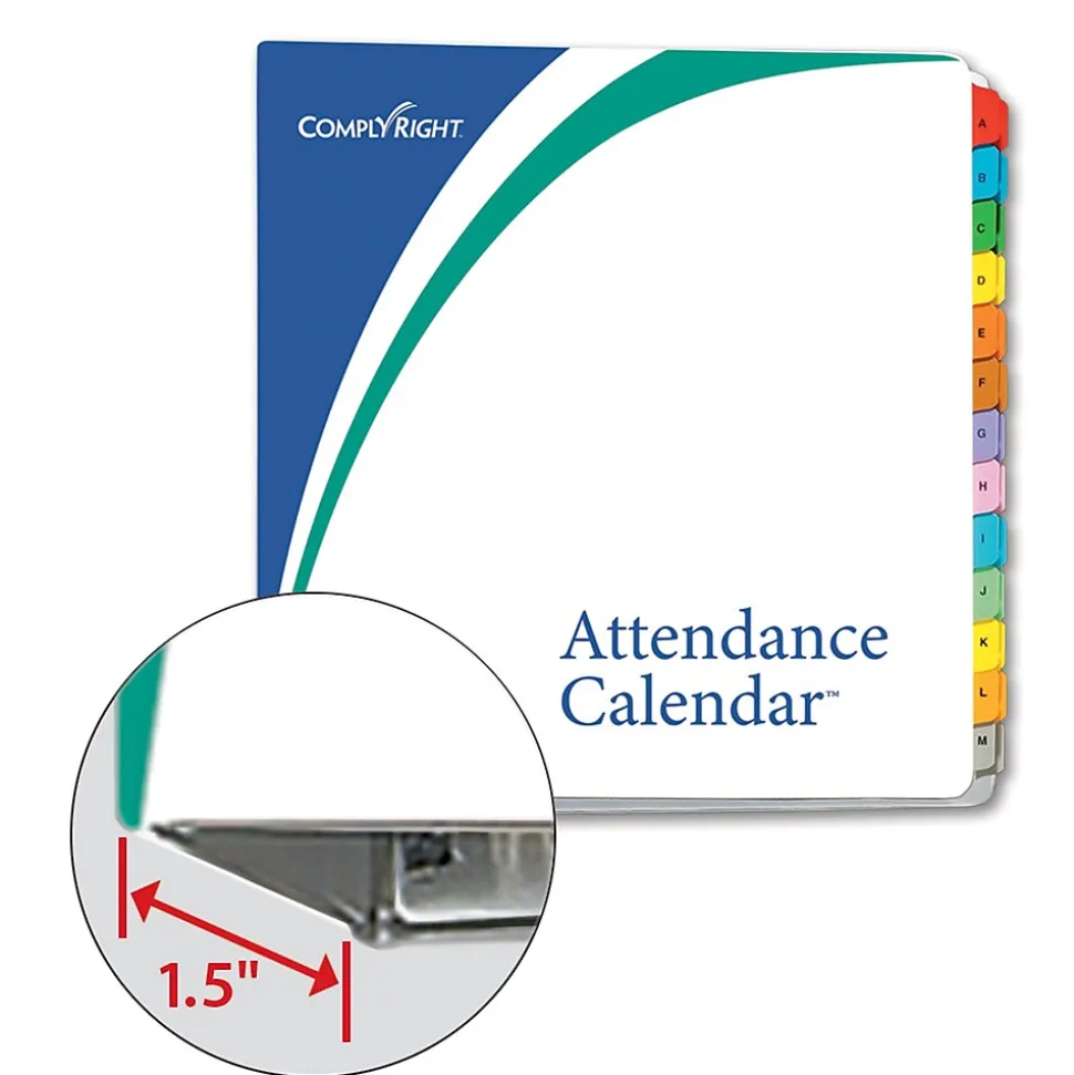 2025 ComplyRight Attendance Tracker 36" x 24" Yearly Dry Erase Wall Calendar, Blue/White (A0101)
