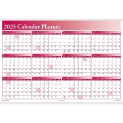 2025 ComplyRight Full Calendar Planner 36" x 24" Yearly Dry Erase Wall Calendar, Burgundy (J0056BU)