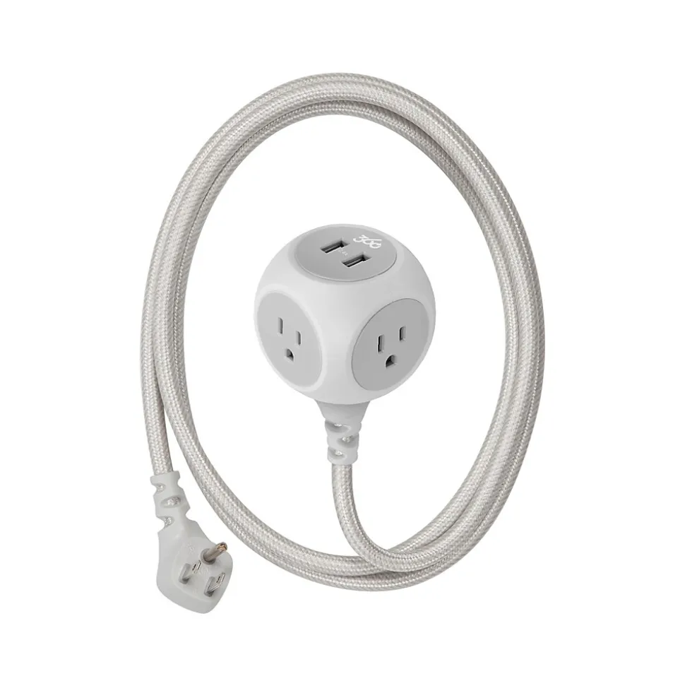 360 Electrical 6' Extension Cord, 3-Outlet, Titanium (360461-TI-4ES)
