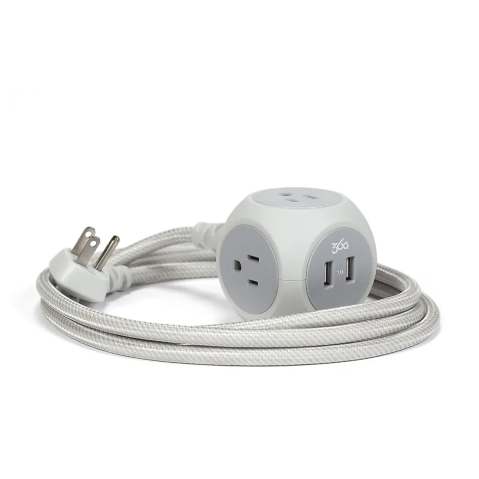 360 Electrical 6' Extension Cord, 3-Outlet, Titanium (360461-TI-4ES)