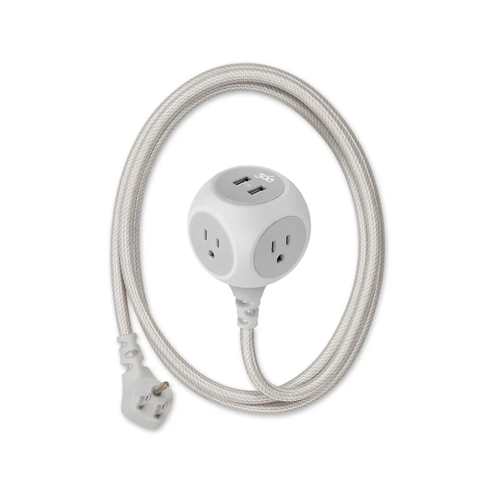 360 Electrical 6' Extension Cord, 3-Outlet, Titanium (360461-TI-4ES)