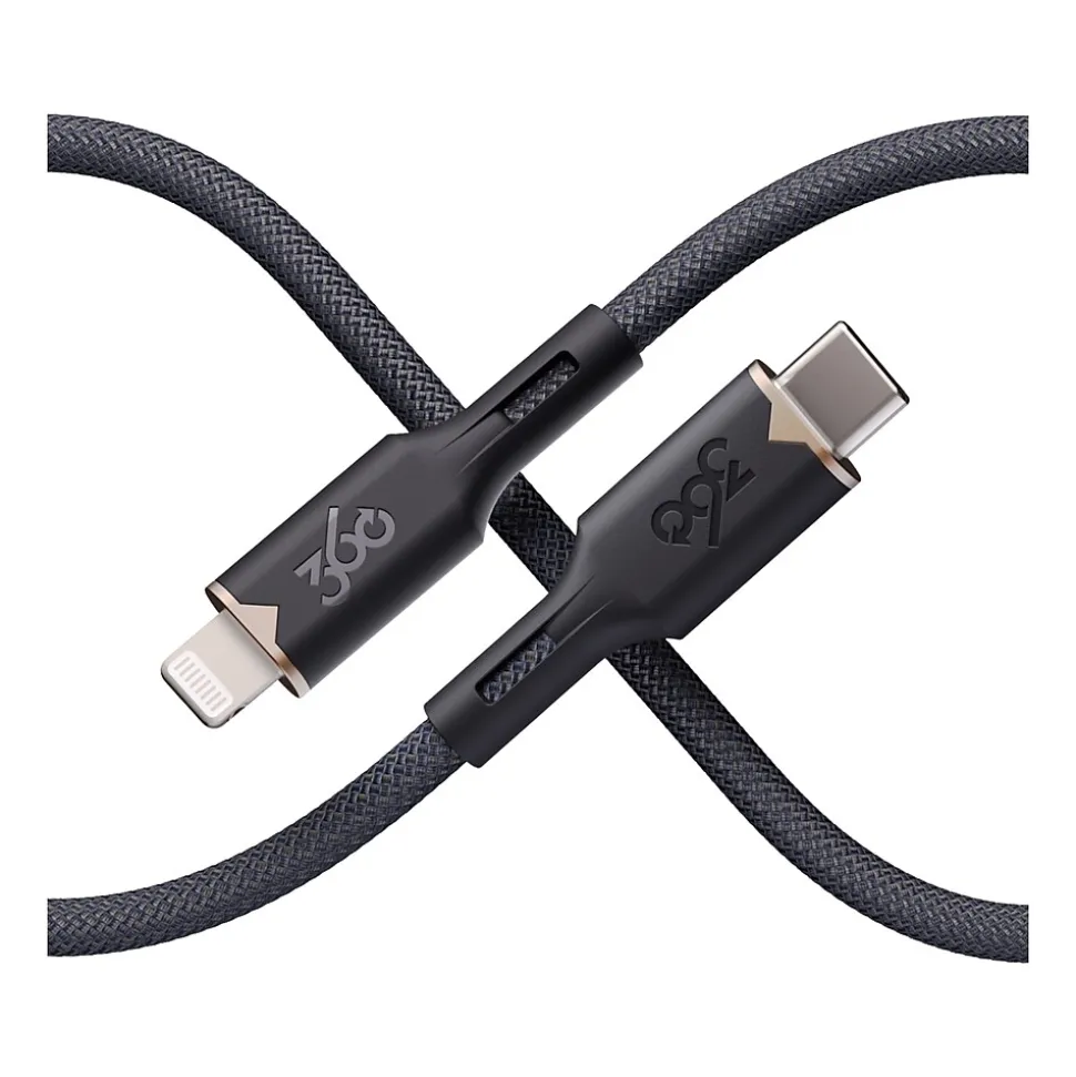 360 Electrical Fluid Lightning to USB-C Charging Cable, 5 ft., Granite (3E0795-GRG8NA)