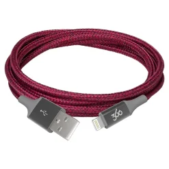 360 Electrical Habitat 4' USB A Male/Lightning 8-Pin Male, Cranberry (360650-CB)