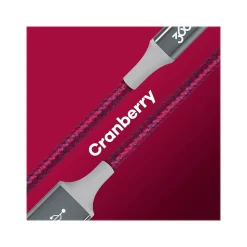 360 Electrical Habitat 4' USB A Male/Lightning 8-Pin Male, Cranberry (360650-CB)