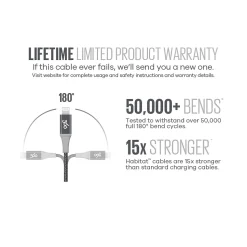 360 Electrical Habitat 4' USB A Male/Lightning 8-Pin Male, Cranberry (360650-CB)