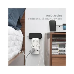 360 Electrical Revolve24 4-Outlet 4-USB Port Surge Protector, White (3E0775-WHT6NA)