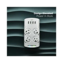 360 Electrical Revolve24 4-Outlet 4-USB Port Surge Protector, White (3E0775-WHT6NA)