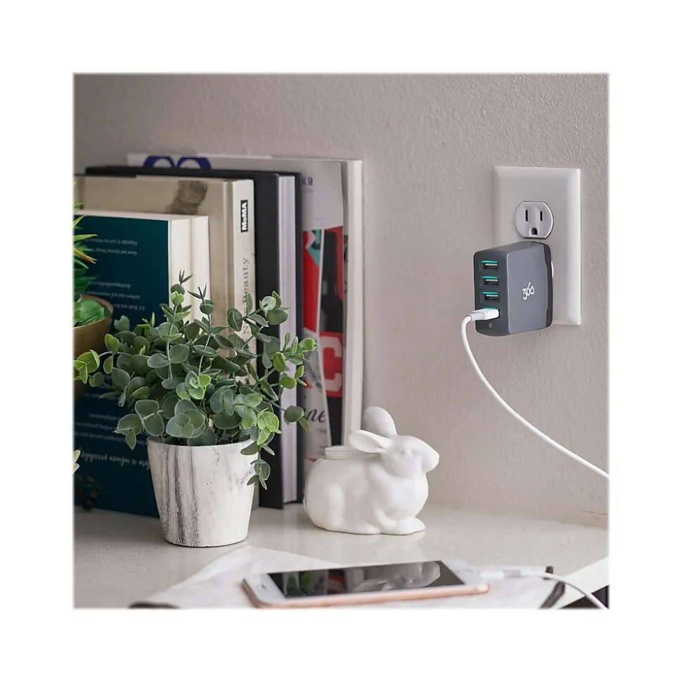 360 Electrical Vivid 8.0 4-Outlet Wall Charger, Gray (360542)