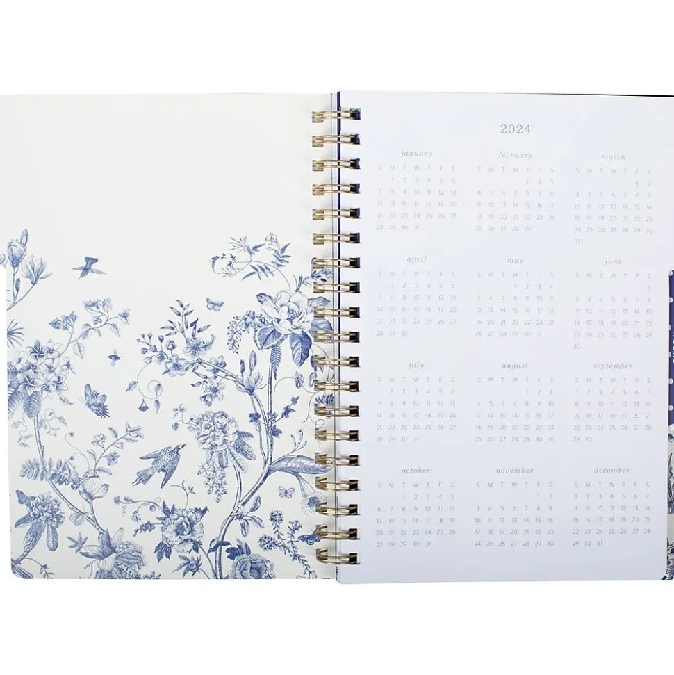 2024-2025 Fringe Chinoiserie 7.5" x 10.25" Academic Weekly & Monthly Planner, Paper Cover, White/Navy Blue (529301FSC)