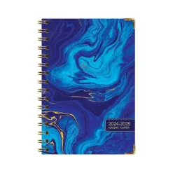 2024-2025 Global Printed Products Blue Marble 5.5" x 8" Academic Weekly & Monthly Planner, Paper Cover, Blue/Gold (AY24-07-S)