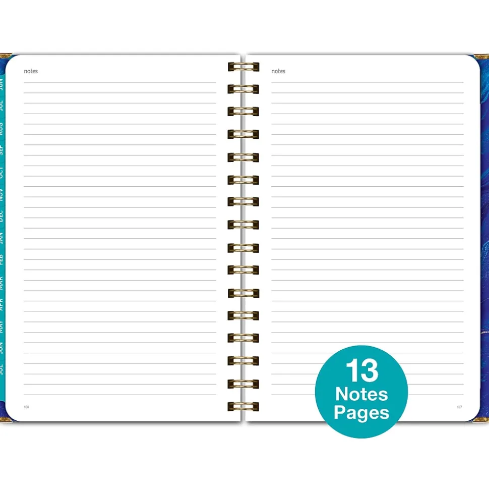 2024-2025 Global Printed Products Blue Marble 5.5" x 8" Academic Weekly & Monthly Planner, Paper Cover, Blue/Gold (AY24-07-S)