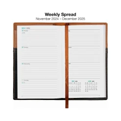 2025 Global Printed Products 3.5" x 6" Weekly & Monthly Planner, Faux Leather Cover, Black/Brown (SPLS25-BRN36)