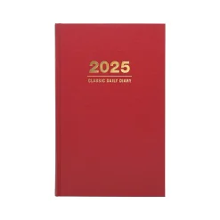 2025 Global Printed Products 8" x 12.5" Daily Planner, Cardboard Cover, Red (SPLS-SDCY25-RD)