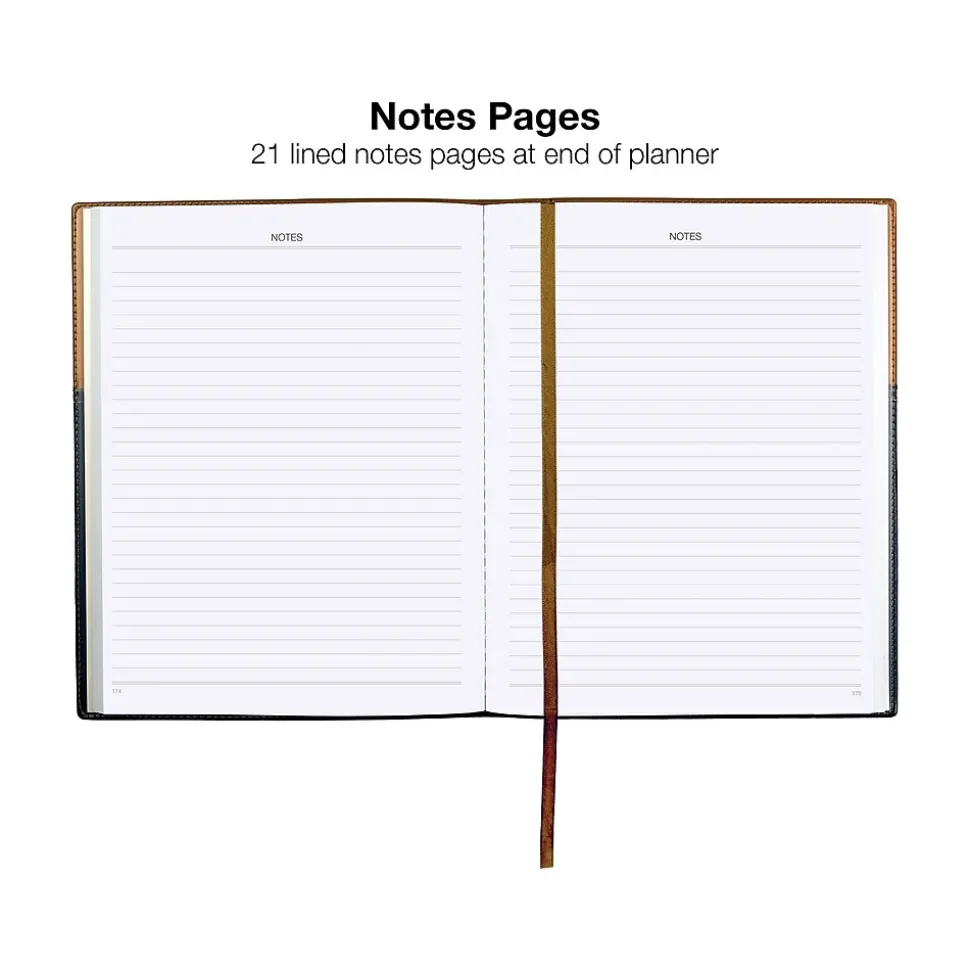 2025 Global Printed Products 8" x 10" Weekly & Monthly Planner, Faux Leather Cover, Black/Brown (SPLS25-BRN810)