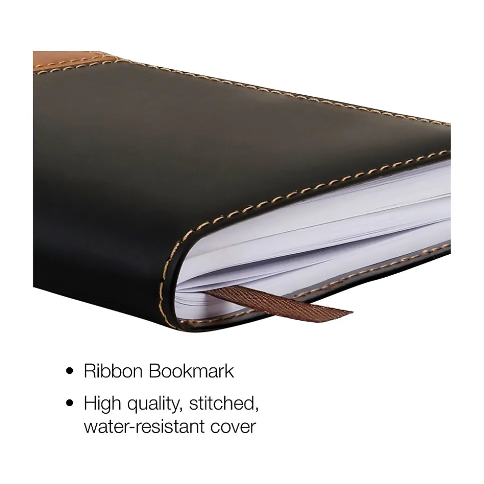 2025 Global Printed Products 8" x 10" Weekly & Monthly Planner, Faux Leather Cover, Black/Brown (SPLS25-BRN810)