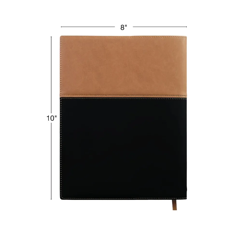 2025 Global Printed Products 8" x 10" Weekly & Monthly Planner, Faux Leather Cover, Black/Brown (SPLS25-BRN810)