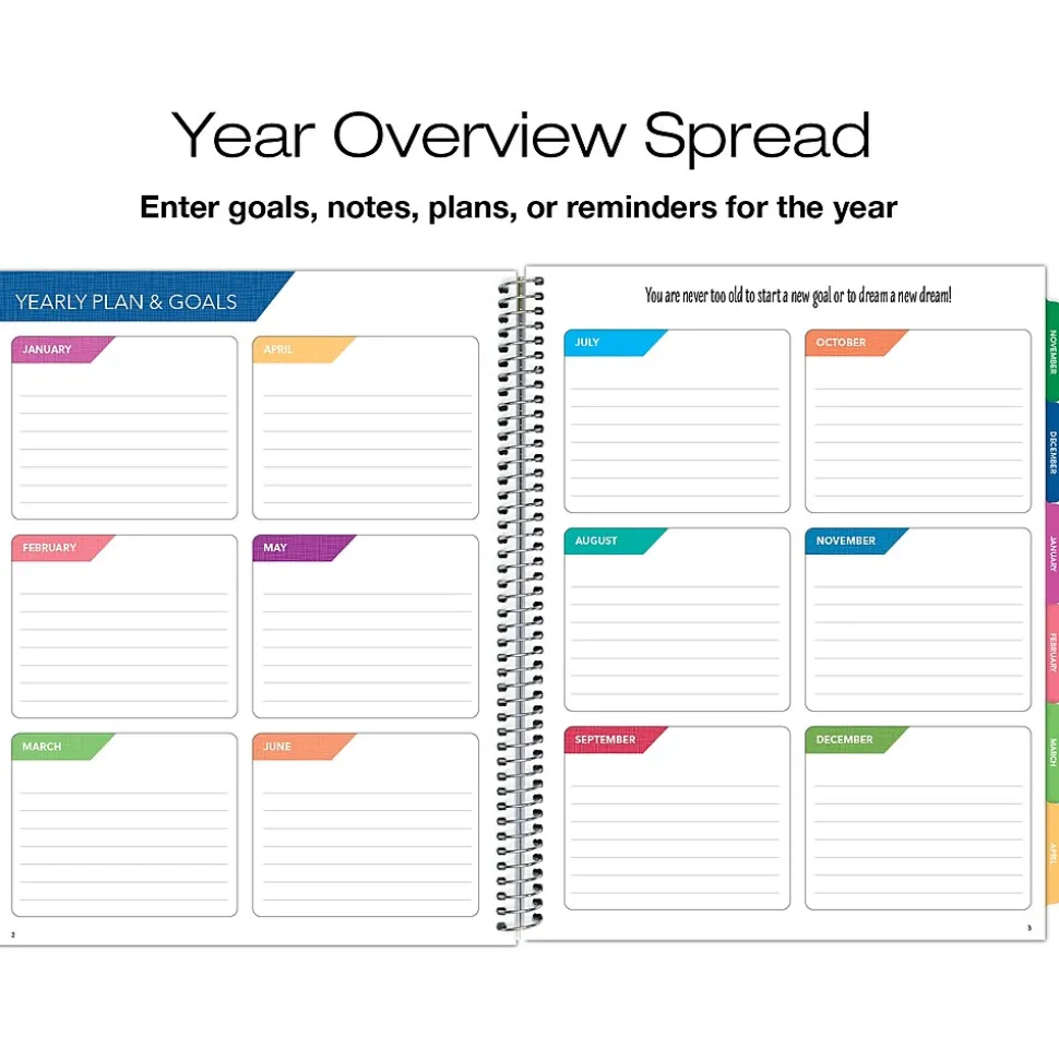 2025 Global Printed Products 8.5" x 11" Weekly & Monthly Planner, Plastic Cover, Purple/Blue (LAMF-RY25-35)