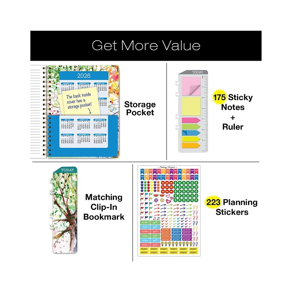 2025 Global Printed Products 8.5" x 11" Weekly & Monthly Planner, Paper Cover, Multicolor (SPLS25-8511-20)