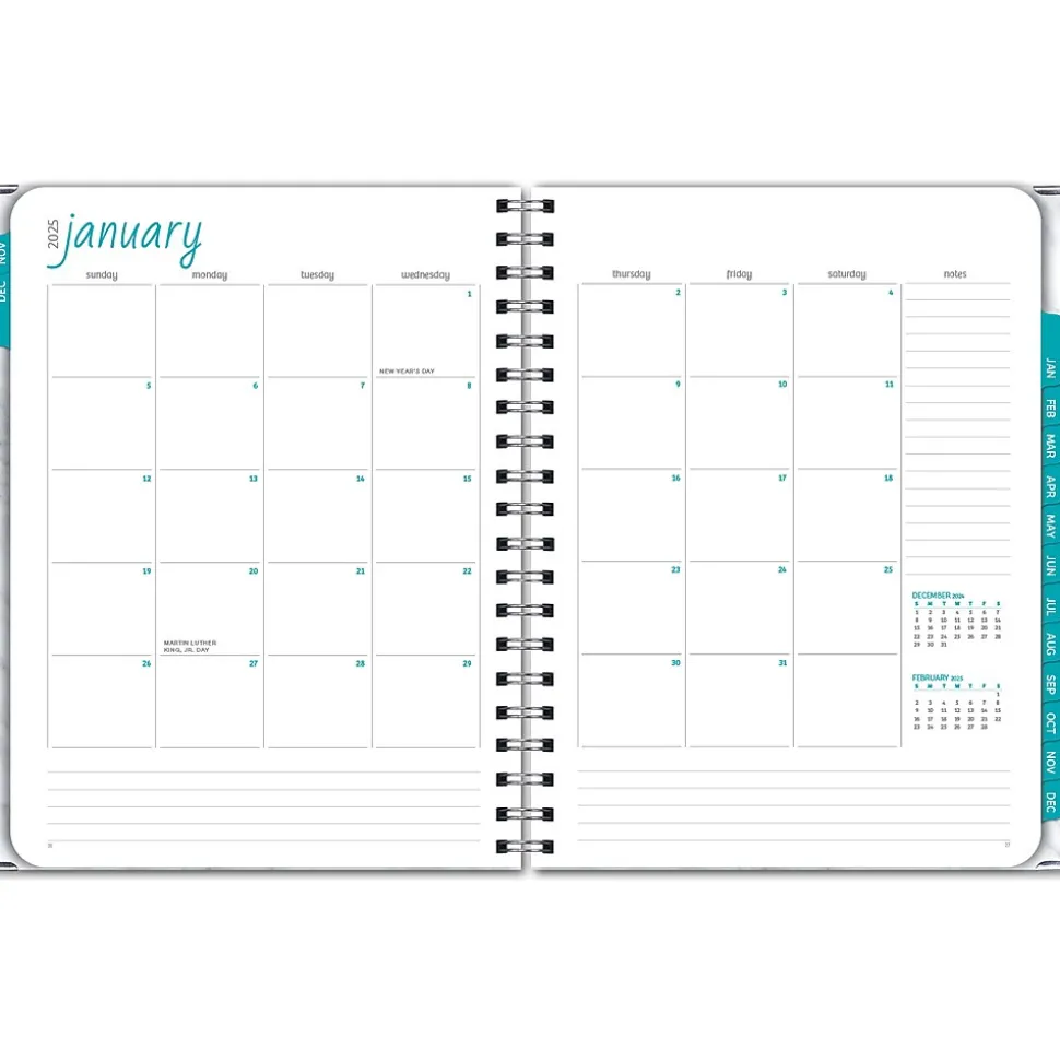 2025 Global Printed Products 8.5" x 11" Weekly & Monthly Planner, Paperboard Cover, White/Gray (SPLS25-8511-06)