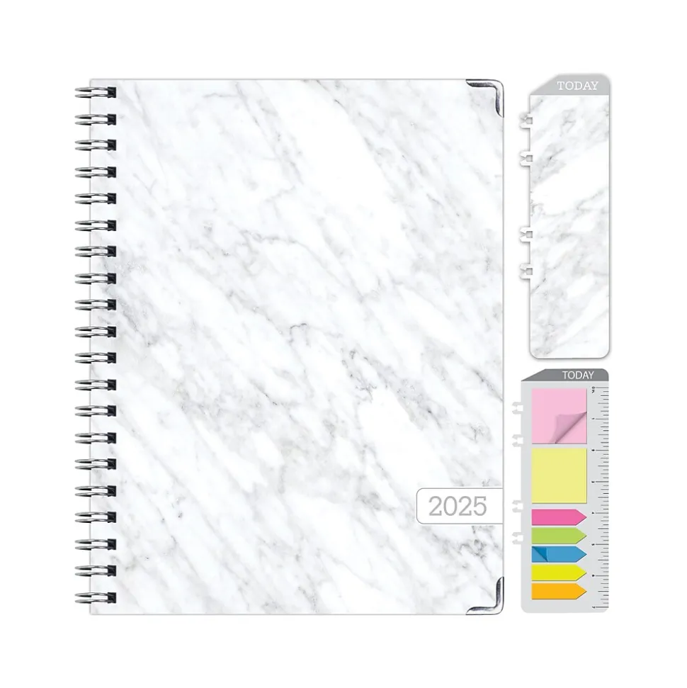 2025 Global Printed Products 8.5" x 11" Weekly & Monthly Planner, Paperboard Cover, White/Gray (SPLS25-8511-06)