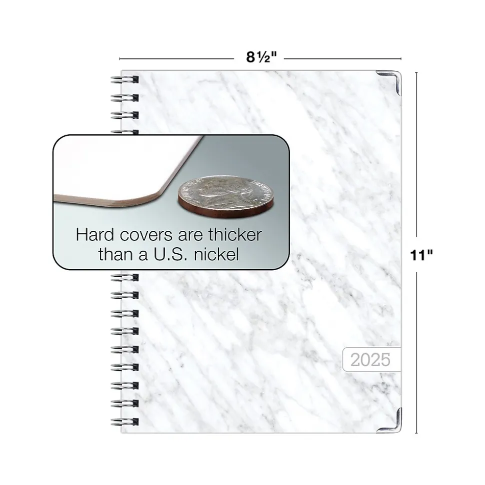 2025 Global Printed Products 8.5" x 11" Weekly & Monthly Planner, Paperboard Cover, White/Gray (SPLS25-8511-06)