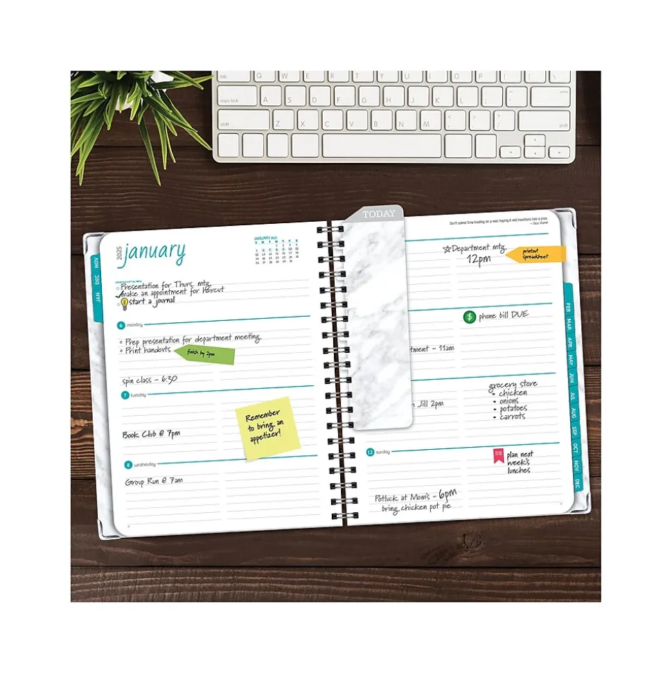 2025 Global Printed Products 8.5" x 11" Weekly & Monthly Planner, Paperboard Cover, White/Gray (SPLS25-8511-06)