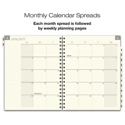 2025 Global Printed Products 8.5" x 11" Weekly & Monthly Planner, Plastic Cover, Black/Gold (SPLS25-8511-F)