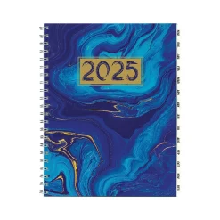 2025 Global Printed Products 8.5" x 11" Monthly Planner, Plastic Cover, Blue/Gold (SPLS25-8511M-F)