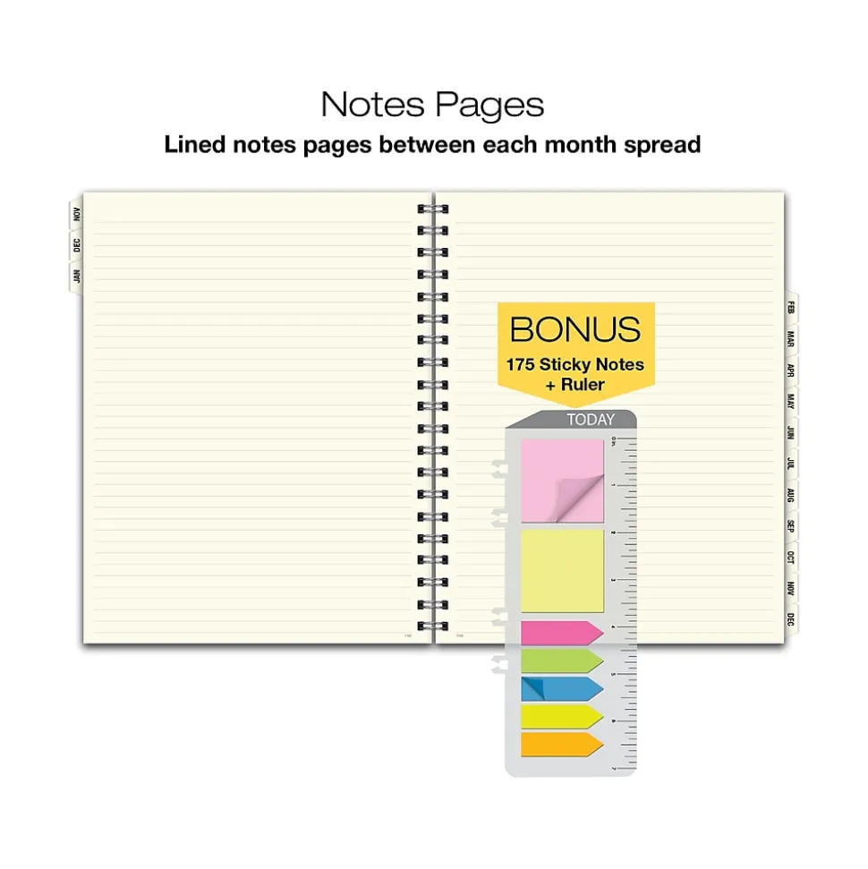 2025 Global Printed Products 8.5" x 11" Monthly Planner, Plastic Cover, Blue/Gold (SPLS25-8511M-F)