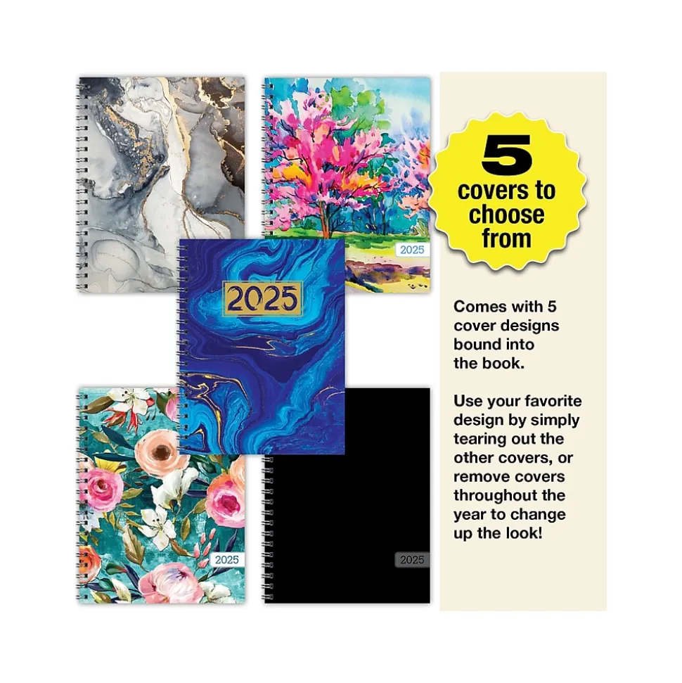 2025 Global Printed Products 8.5" x 11" Monthly Planner, Plastic Cover, Blue/Gold (SPLS25-8511M-F)