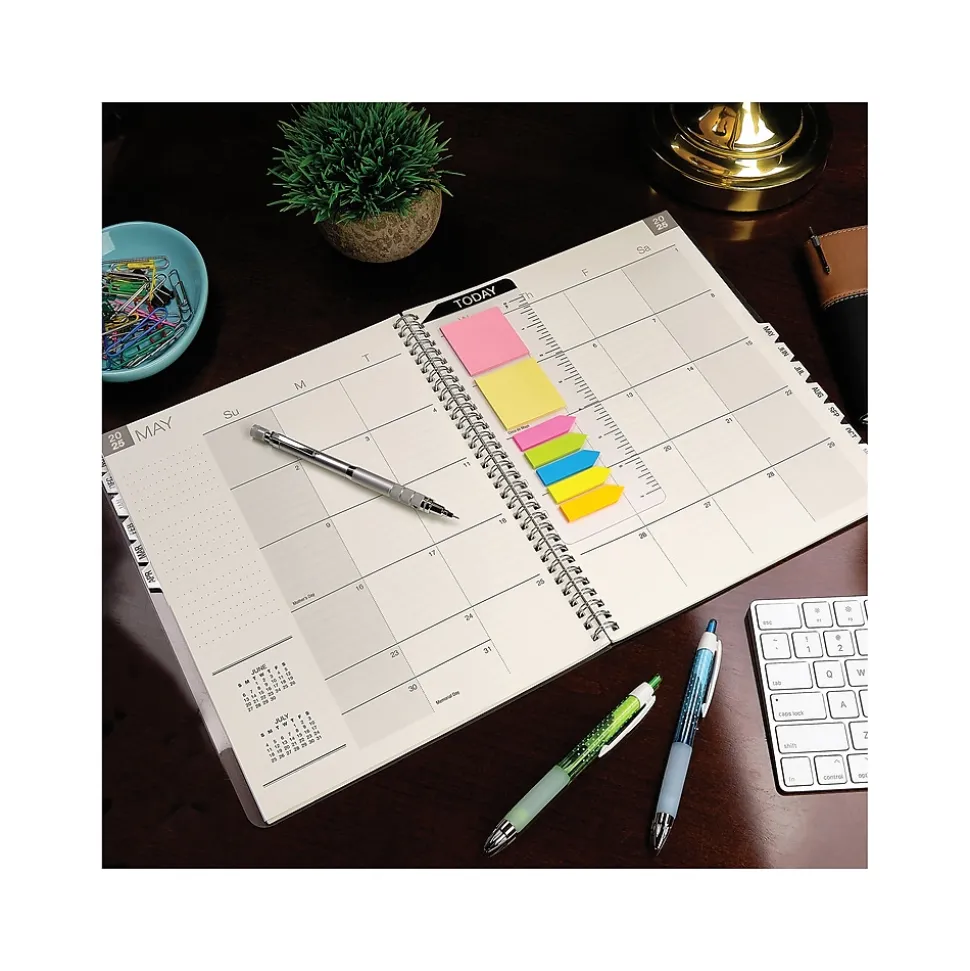 2025 Global Printed Products 8.5" x 11" Monthly Planner, Plastic Cover, Blue/Gold (SPLS25-8511M-F)