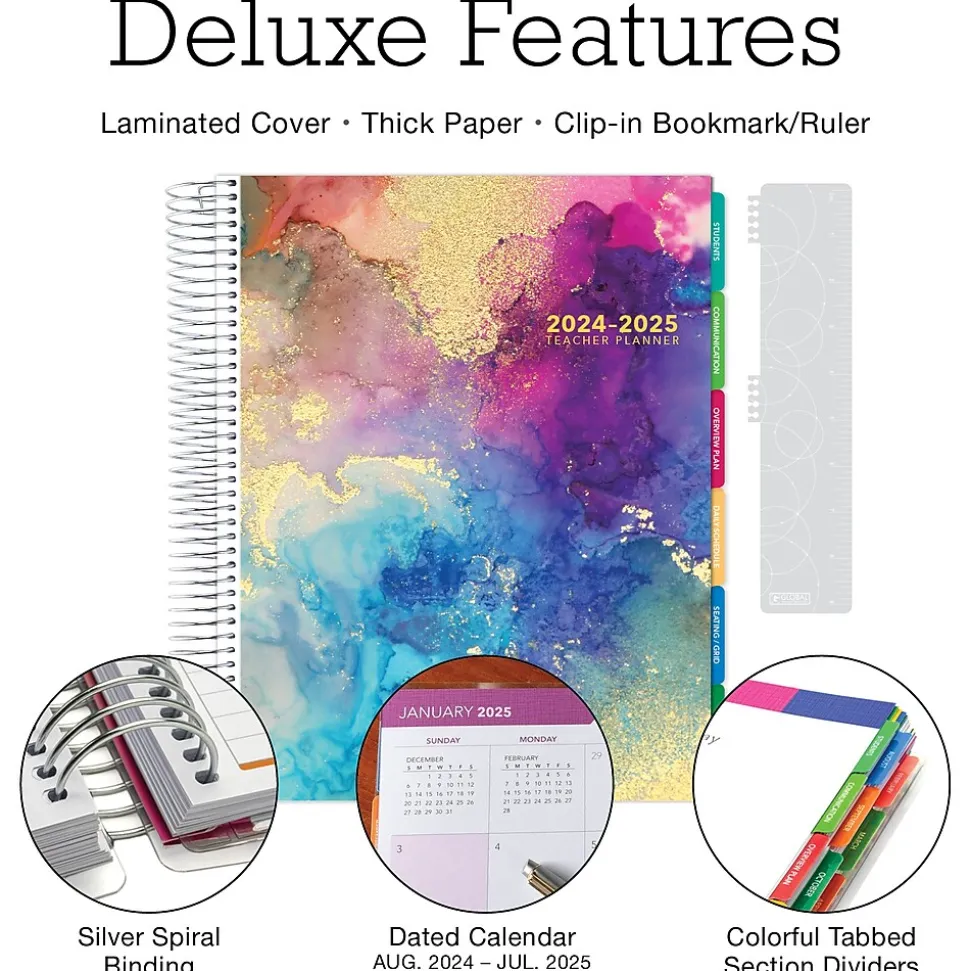 2024-2025 Global Printed Products Deluxe Teacher 8.5" x 11" Academic Year Planner, Paper Cover, Multicolor (DTP-AY24-0012)
