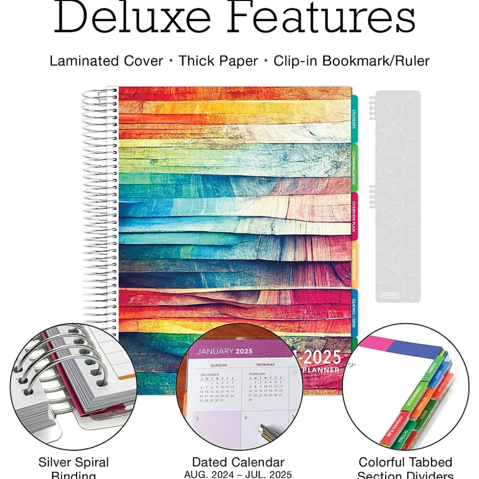 2024-2025 Global Printed Products Deluxe Teacher 8.5" x 11" Academic Year Planner, Paper Cover, Multicolor (DTP-AY24-0044)