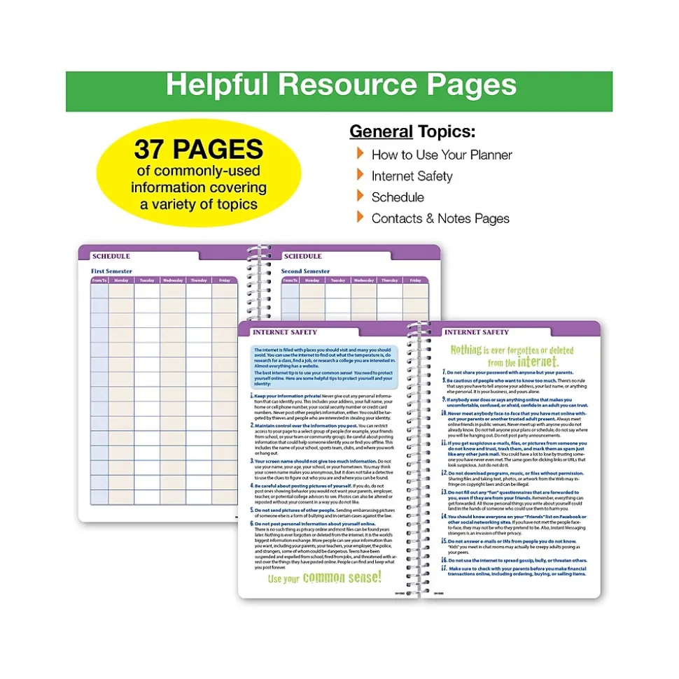 2024-2025 GPP 5.5" x 8.5" Weekly & Monthly Student Planner, Paper Cover, Multicolor, 40/Pack (AY24SM558501-CP)