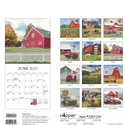 2025 Hopper Studios Beckoning Barns 12" x 24" Monthly Square Wall Calendar, (9781773728117)