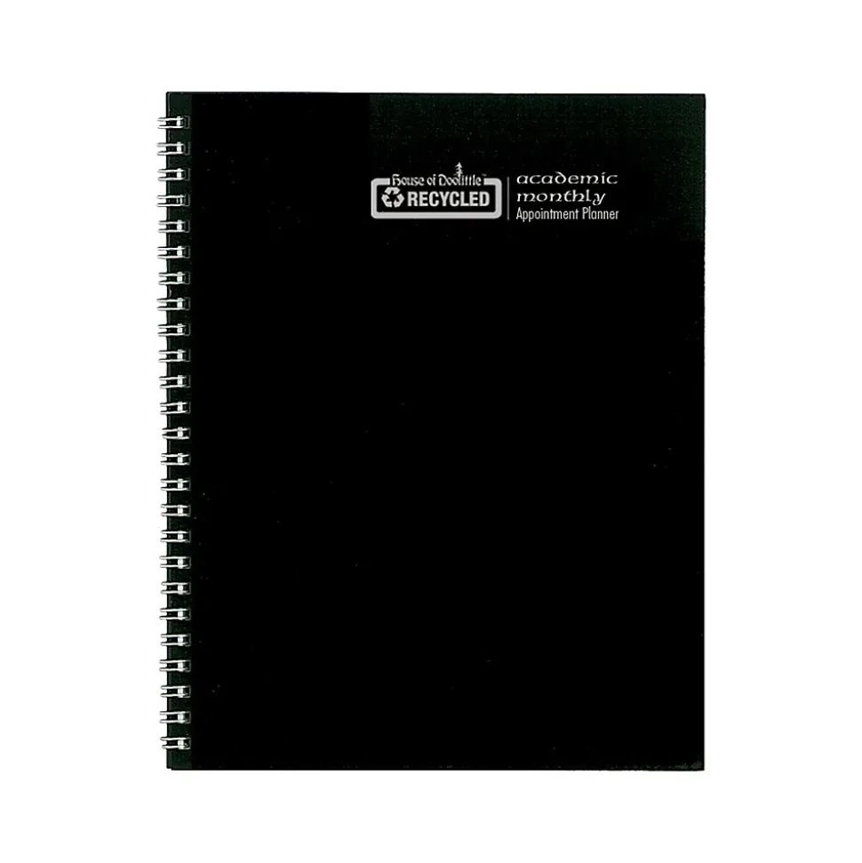 2024-2025 House of Doolittle 8.5" x 11" Academic Monthly Planner, Leatherette Cover, Black (26302-25)