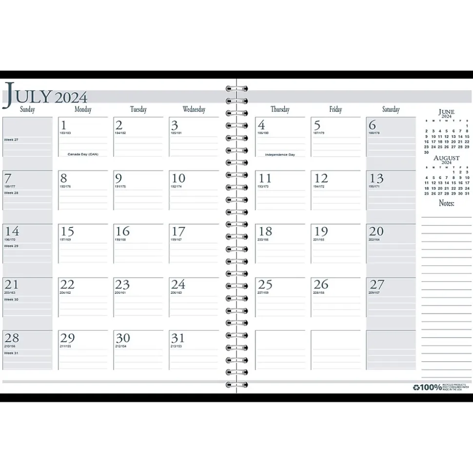 2024-2025 House of Doolittle 8.5" x 11" Academic Monthly Planner, Leatherette Cover, Bright Blue (26308-25)