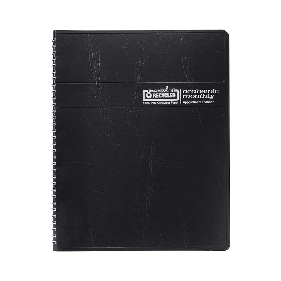 2024-2025 House of Doolittle 8.5" x 11" Academic Monthly Planner, Leatherette Cover, Black (26502-25)