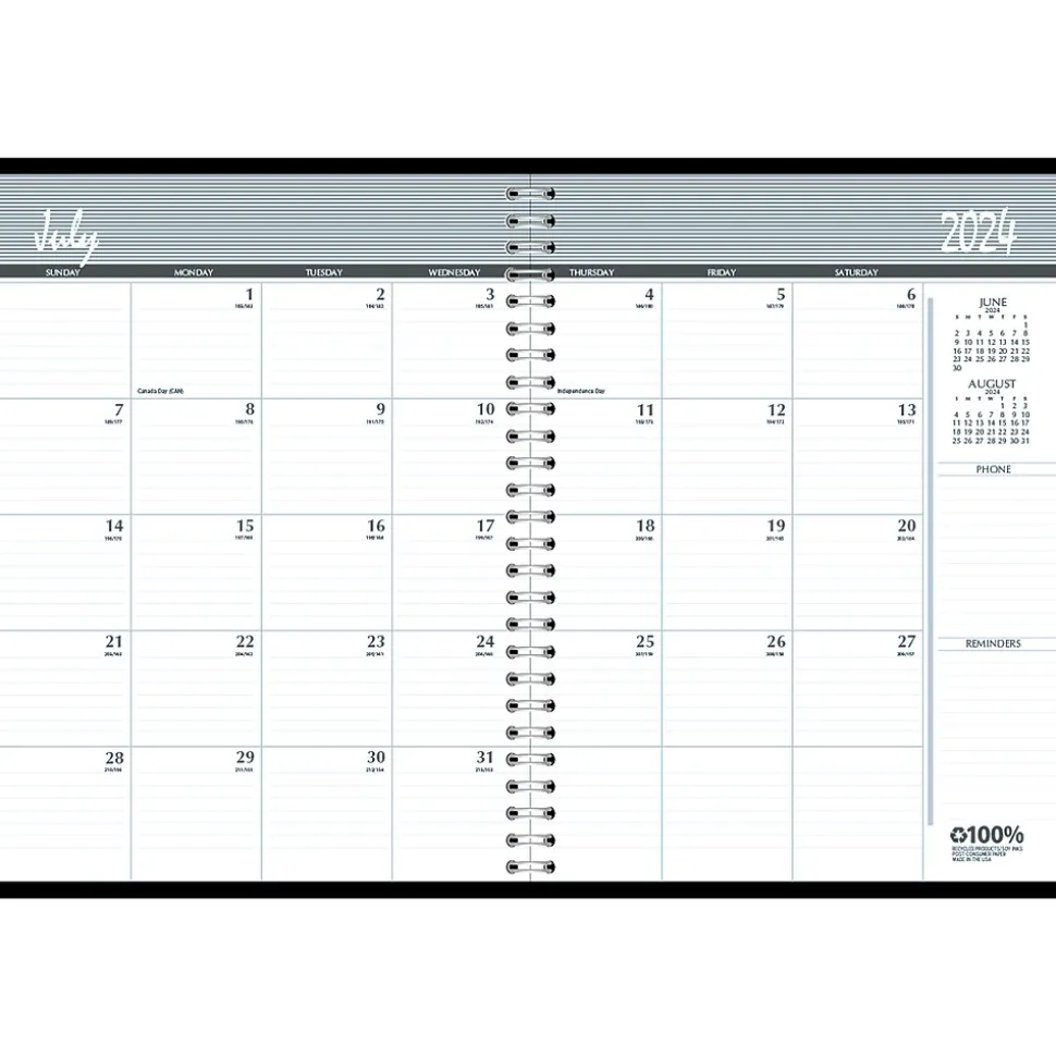 2024-2025 House of Doolittle 8.5" x 11" Academic Monthly Planner, Leatherette Cover, Black (26502-25)
