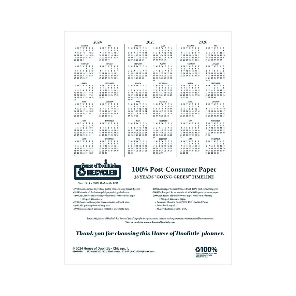 2024-2025 House of Doolittle 8.5" x 11" Academic Weekly Appointment Book, Leatherette Cover, Black (257202-25)