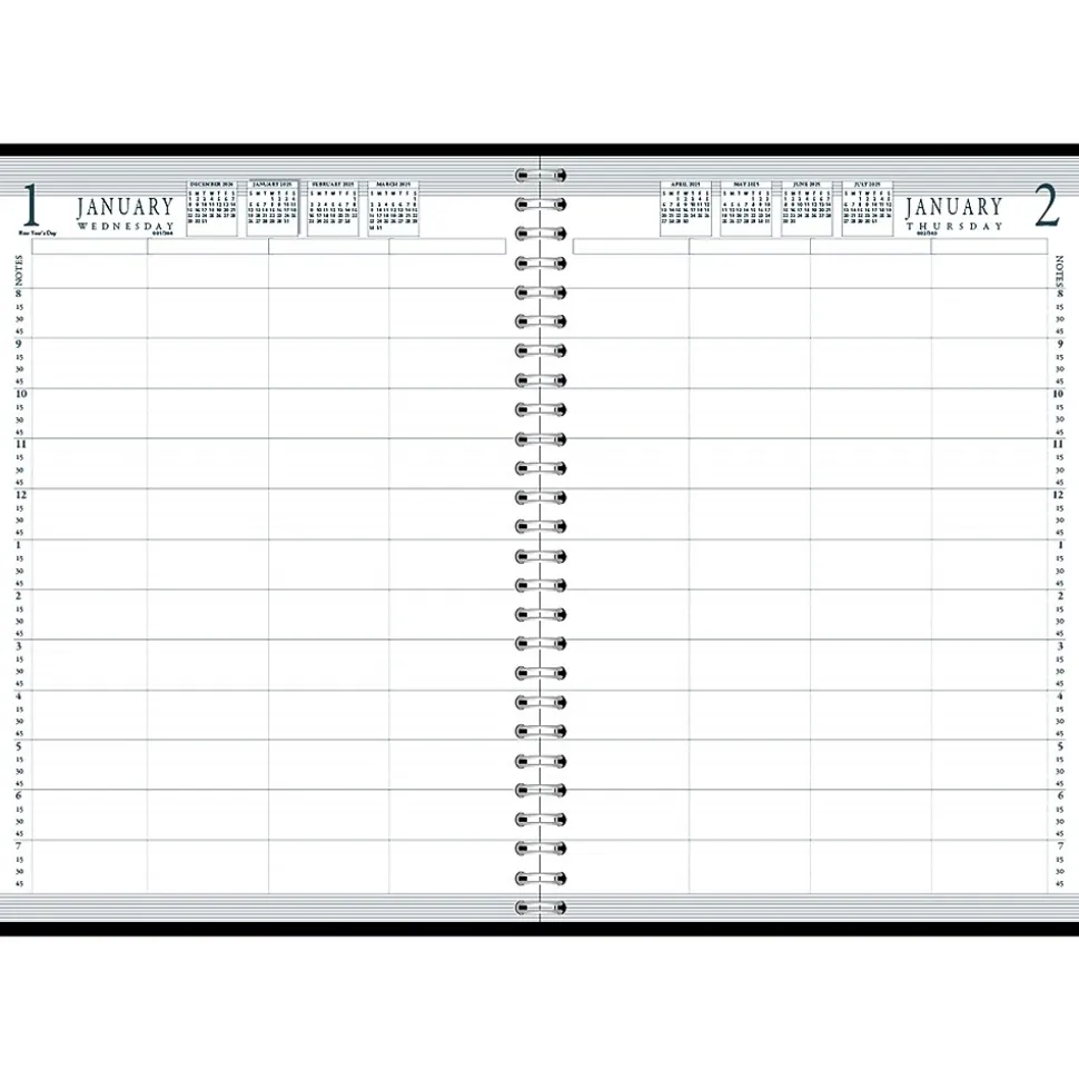 2025 House of Doolittle 8.5" x 11" Daily 4-Person Group Practice Planner, Faux Leather Cover, Black (28292-25)