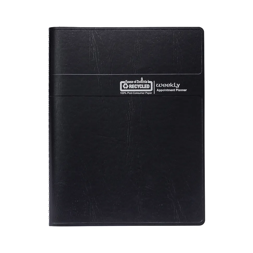 2025 House of Doolittle 5" x 8" Weekly Appointment Book, Leatherette Cover, Black (27802-25)