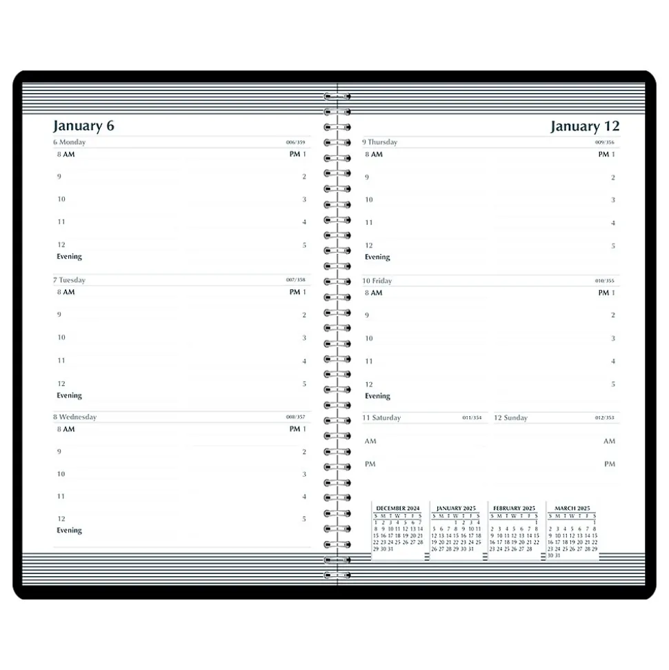 2025 House of Doolittle 5" x 8" Weekly Appointment Book, Leatherette Cover, Black (27802-25)