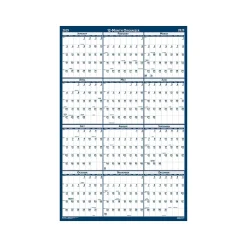 2025 House of Doolittle 66" x 33" Yearly Wet-Erase Wall Calendar, Reversible, White/Blue (3962-25)