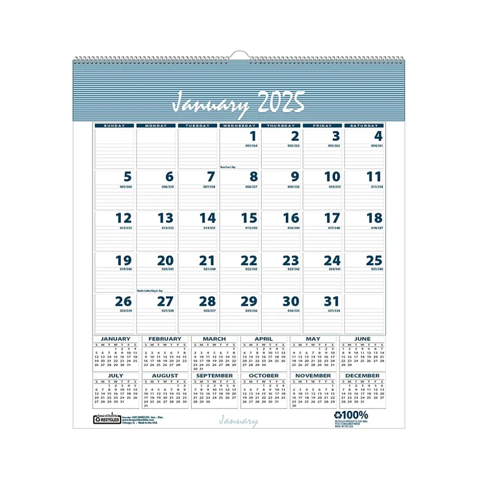 2025 House of Doolittle Bar Harbor 6" x 7" Monthly Wall Calendar, White/Blue (330-25)