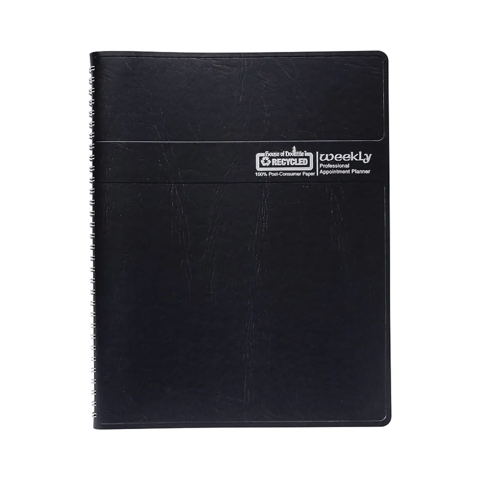 2025 House of Doolittle Professional 8.5" x 11" Weekly Appointment Book, Leatherette Cover, Black (27202-25)
